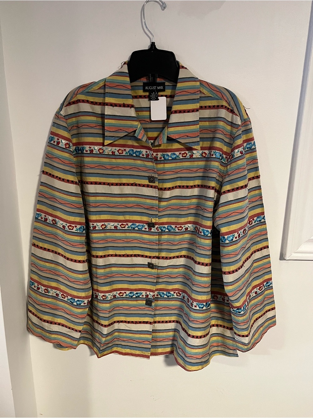 Vintage August Max Striped Multicolor Button-Front Jacket - Size L